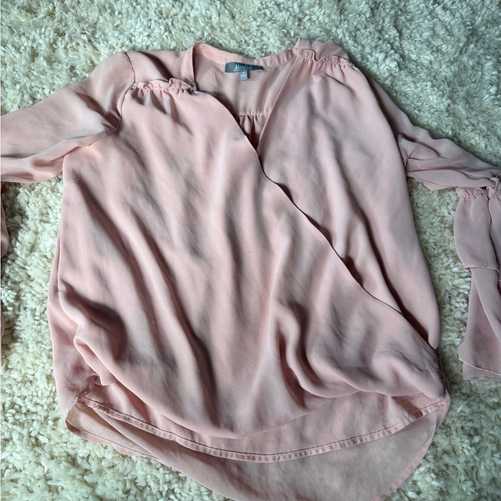 Lane Bryant Blush Pink Surplice spring Wrap Blouse